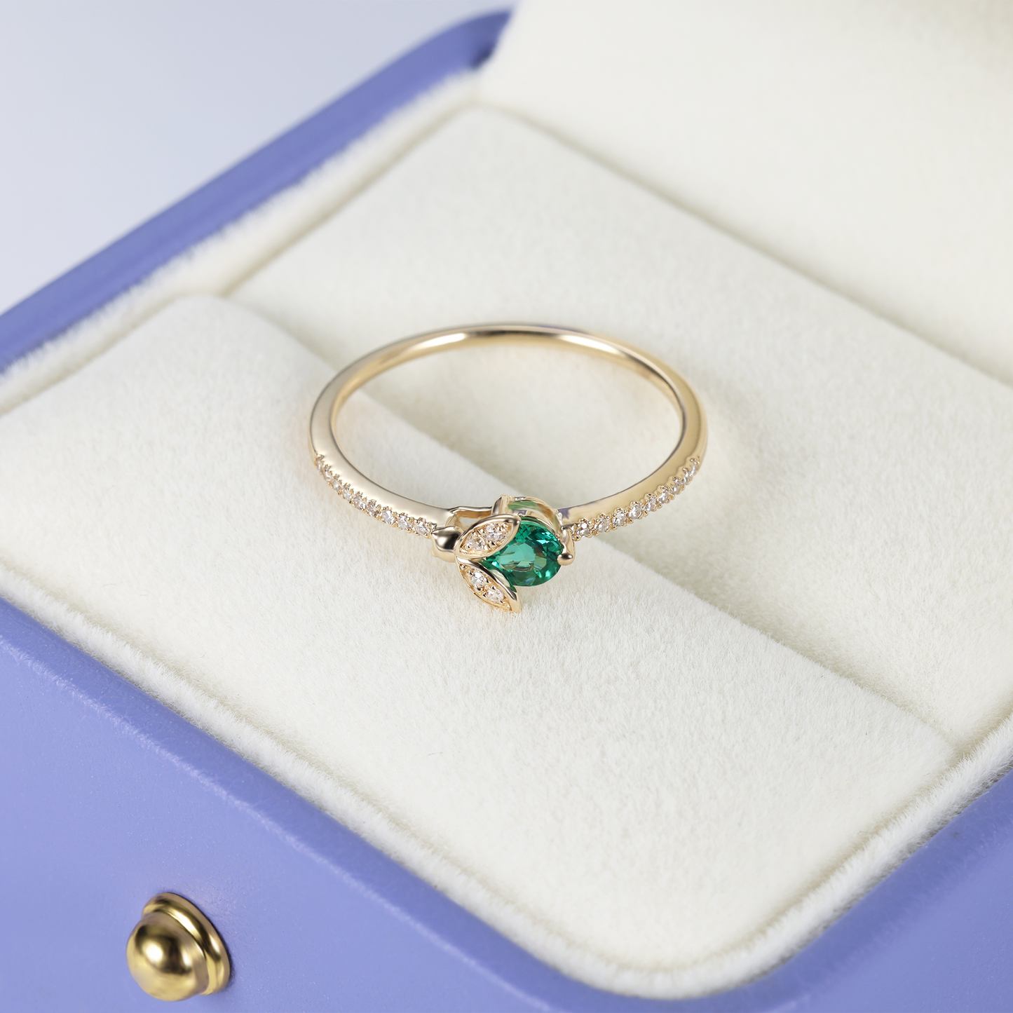 Emerald Ladybird Diamond Ring