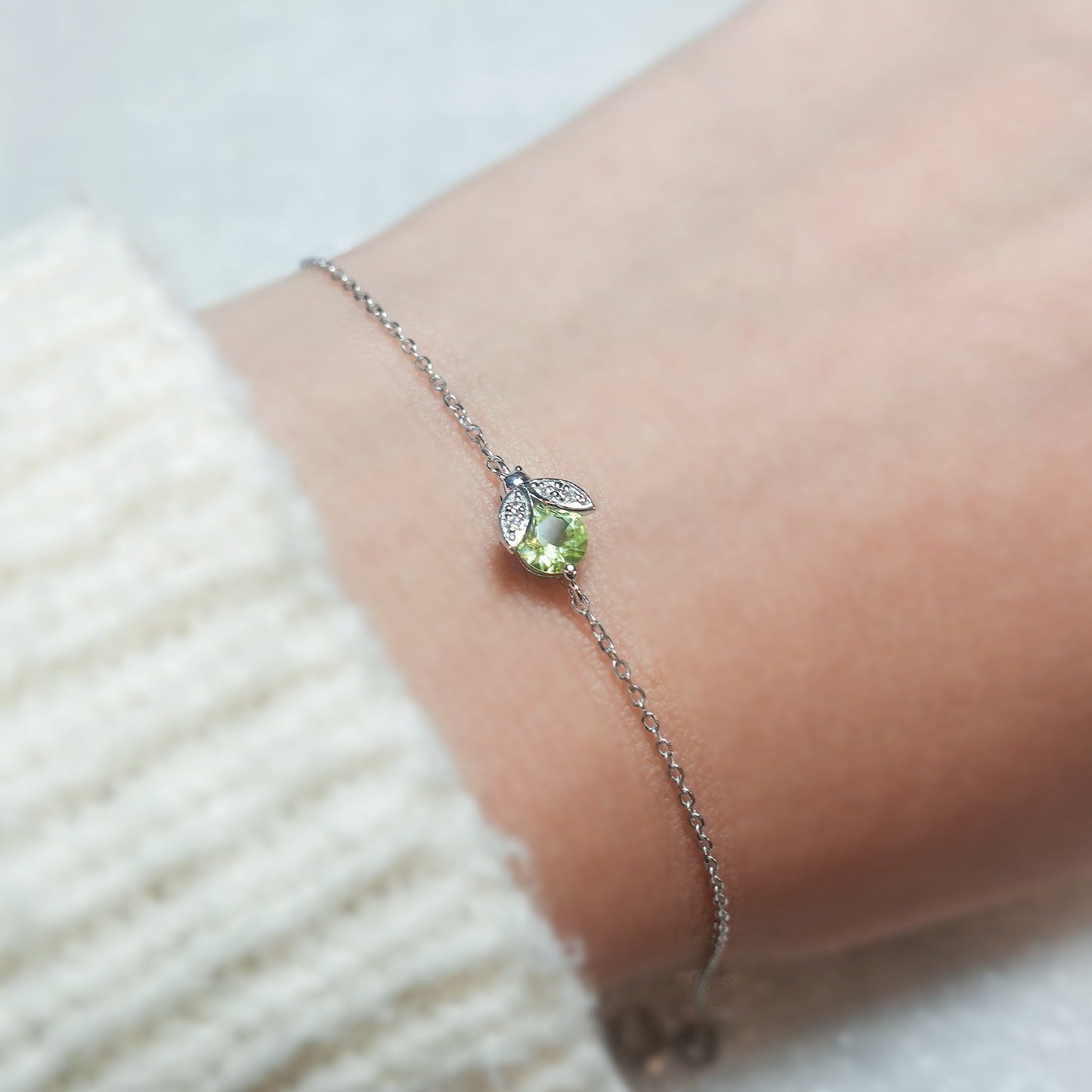 Ladybug Peridot Diamond Bracelet