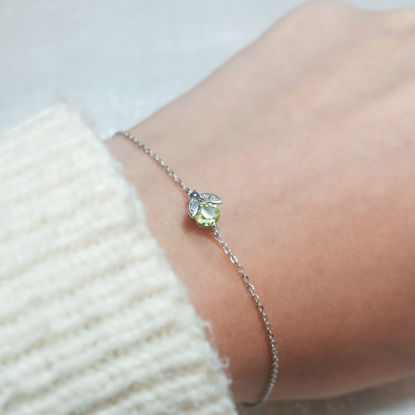 Ladybug Peridot Diamond Bracelet