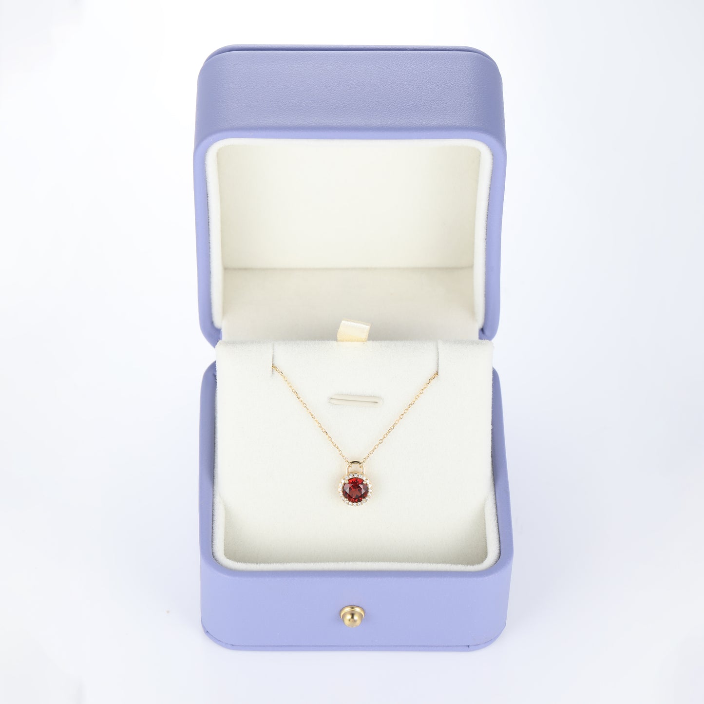 Solid Gold Red Garnet Lock Pendant