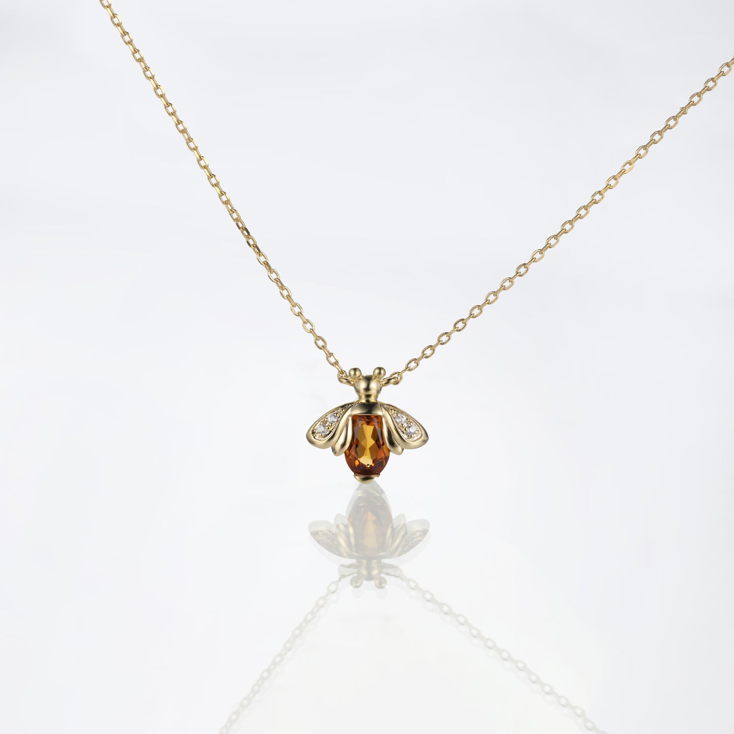 Bee Citrine Diamond Necklace