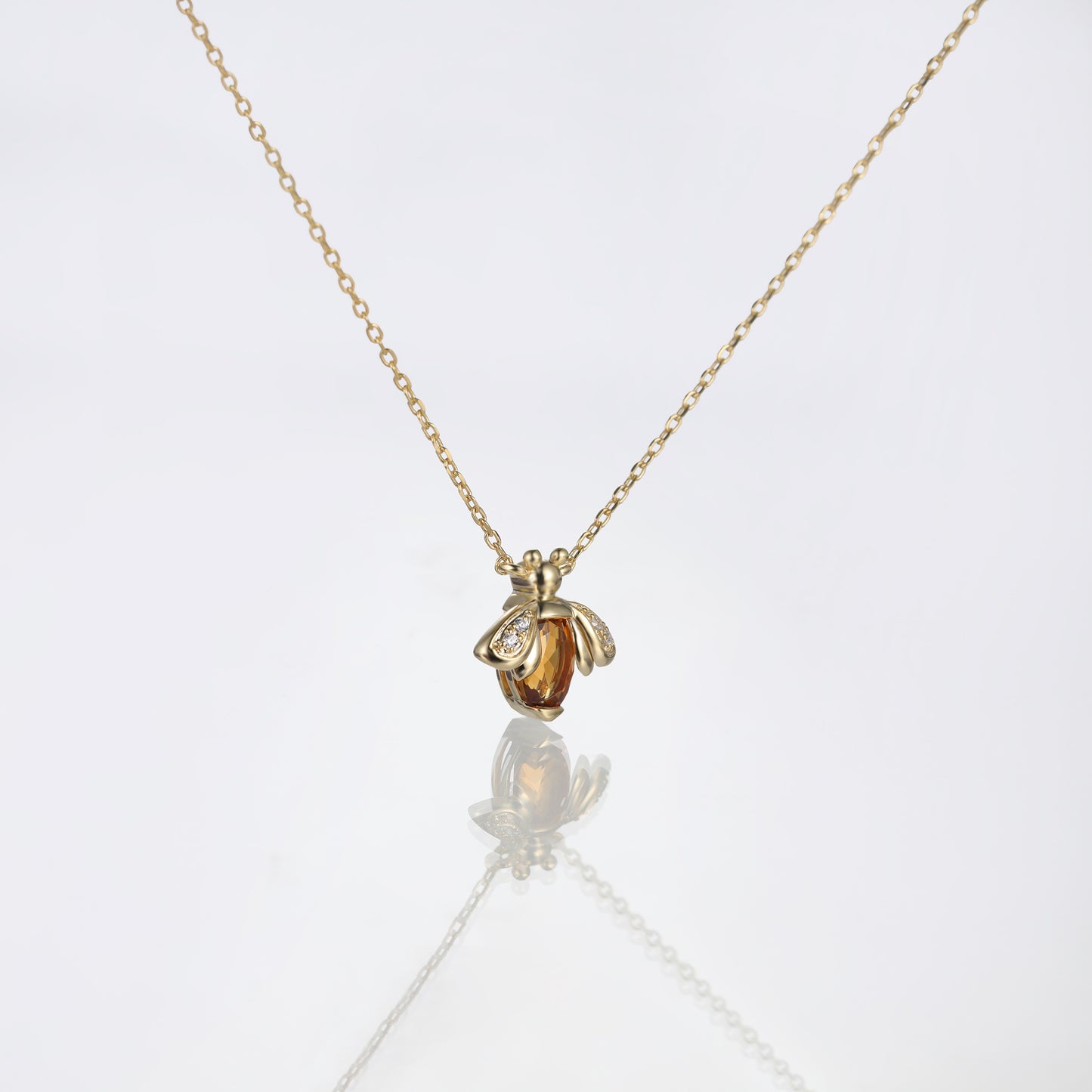 Bee Citrine Diamond Necklace