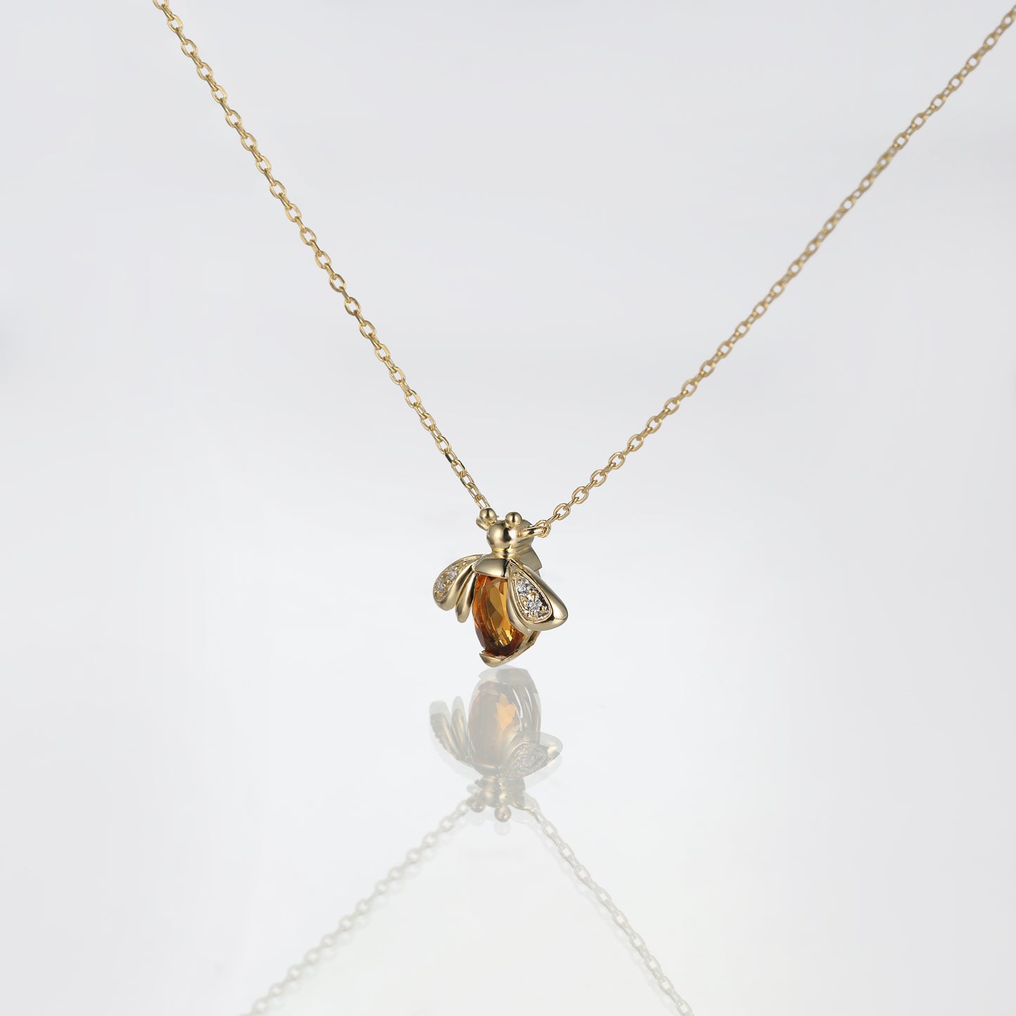 Bee Citrine Diamond Necklace