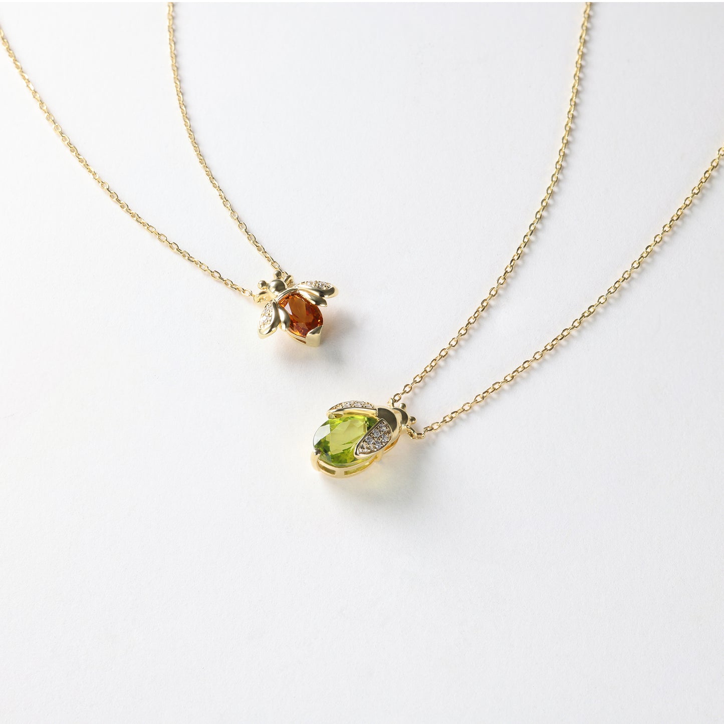 Oval Peridot Scarab Beetle Necklace