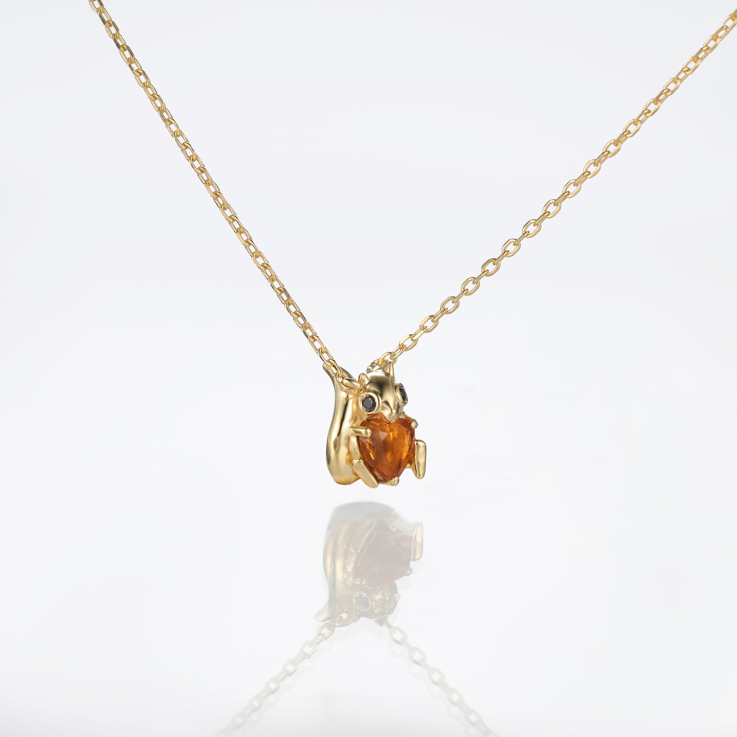 Sterling Silver Citrine Squirrel Pendant