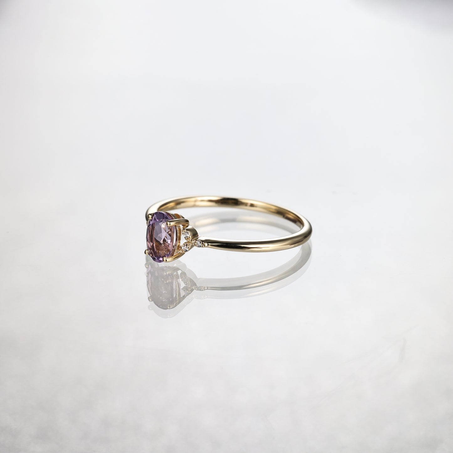 Silver 6x4mm Natural Amethyst Engagement Ring