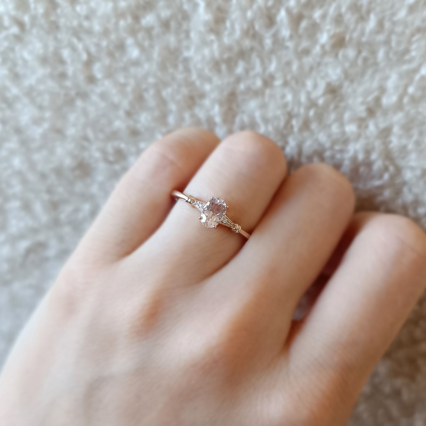 Peach Morganite Promise Ring