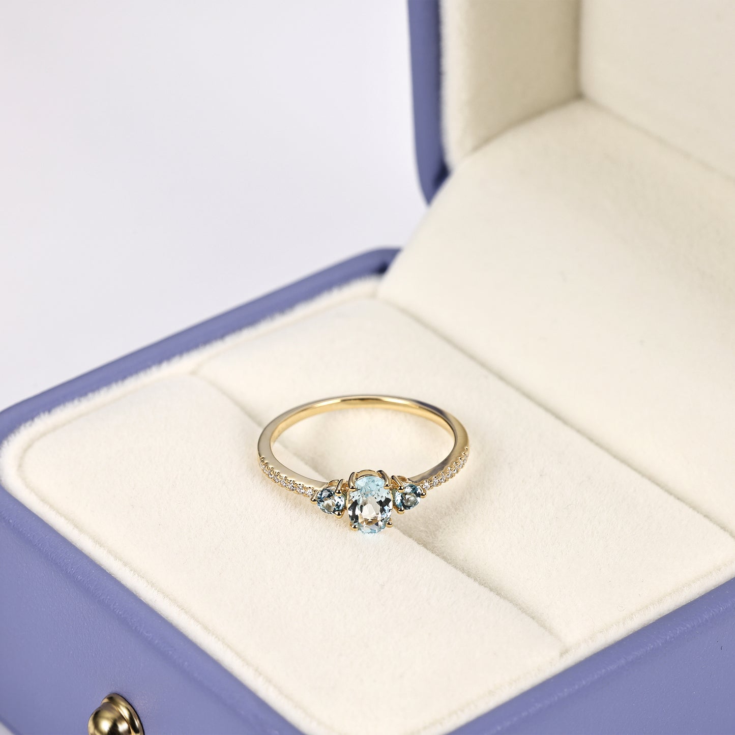 Silver Natural Blue Topaz Engagement Ring