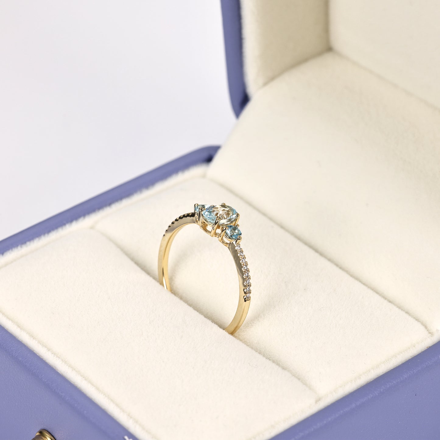 Silver Natural Blue Topaz Engagement Ring