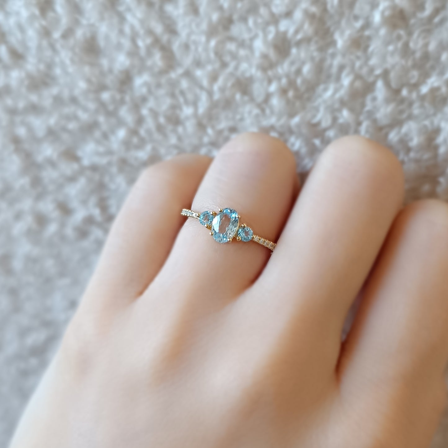 Silver Natural Blue Topaz Engagement Ring