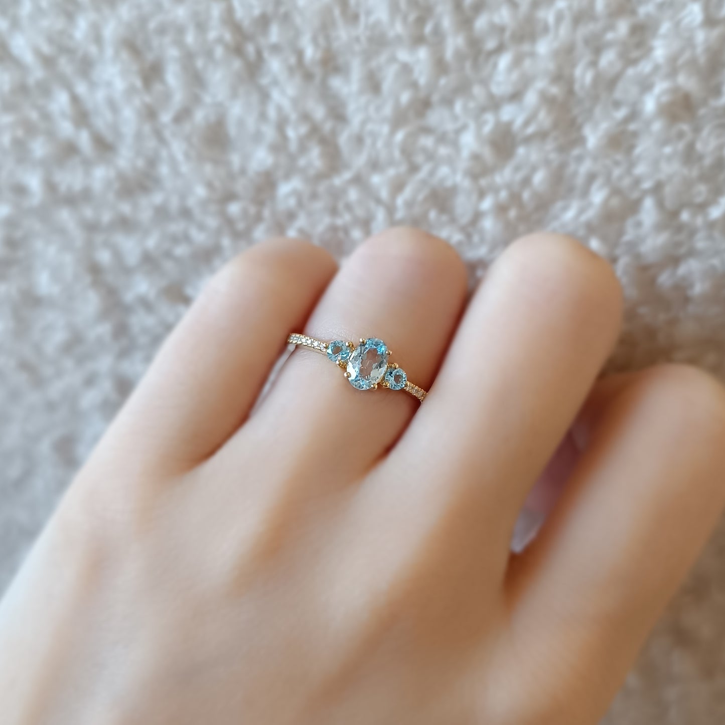 Silver Natural Blue Topaz Engagement Ring