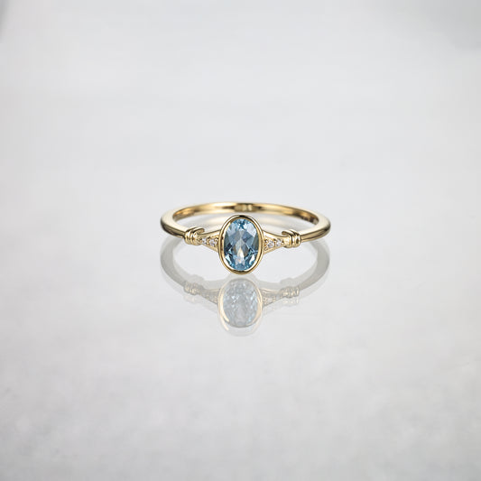 Swiss Blue Topaz Oval Promise Ring