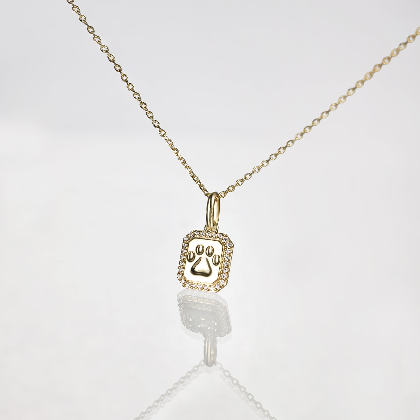 Solid Gold Signet Paw Tag Pendant