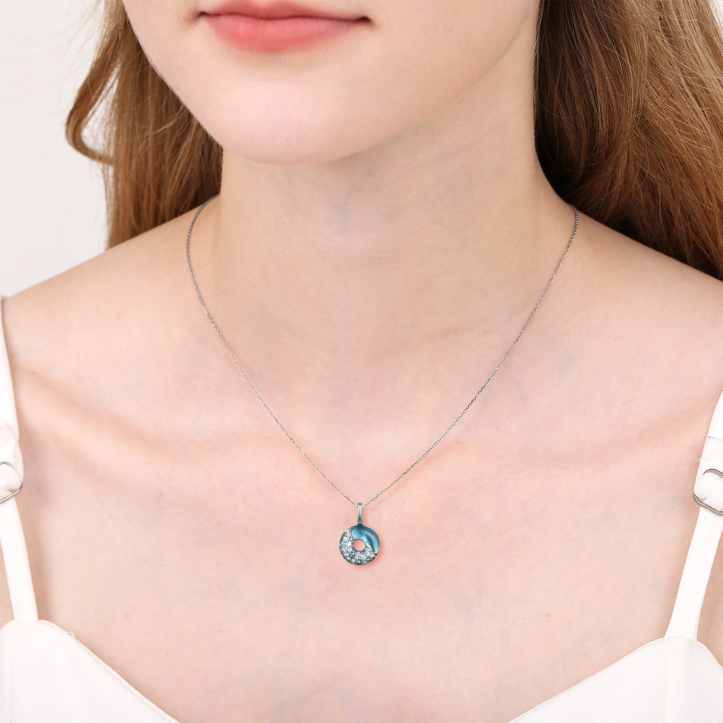 Blue Topaz Donut Necklace