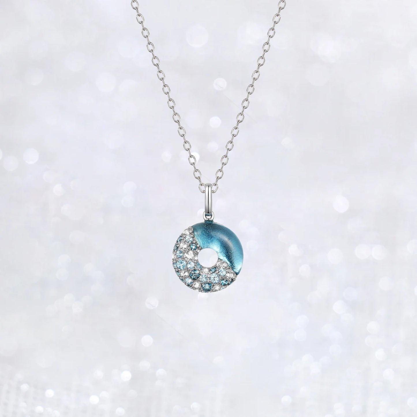 Blue Topaz Donut Necklace