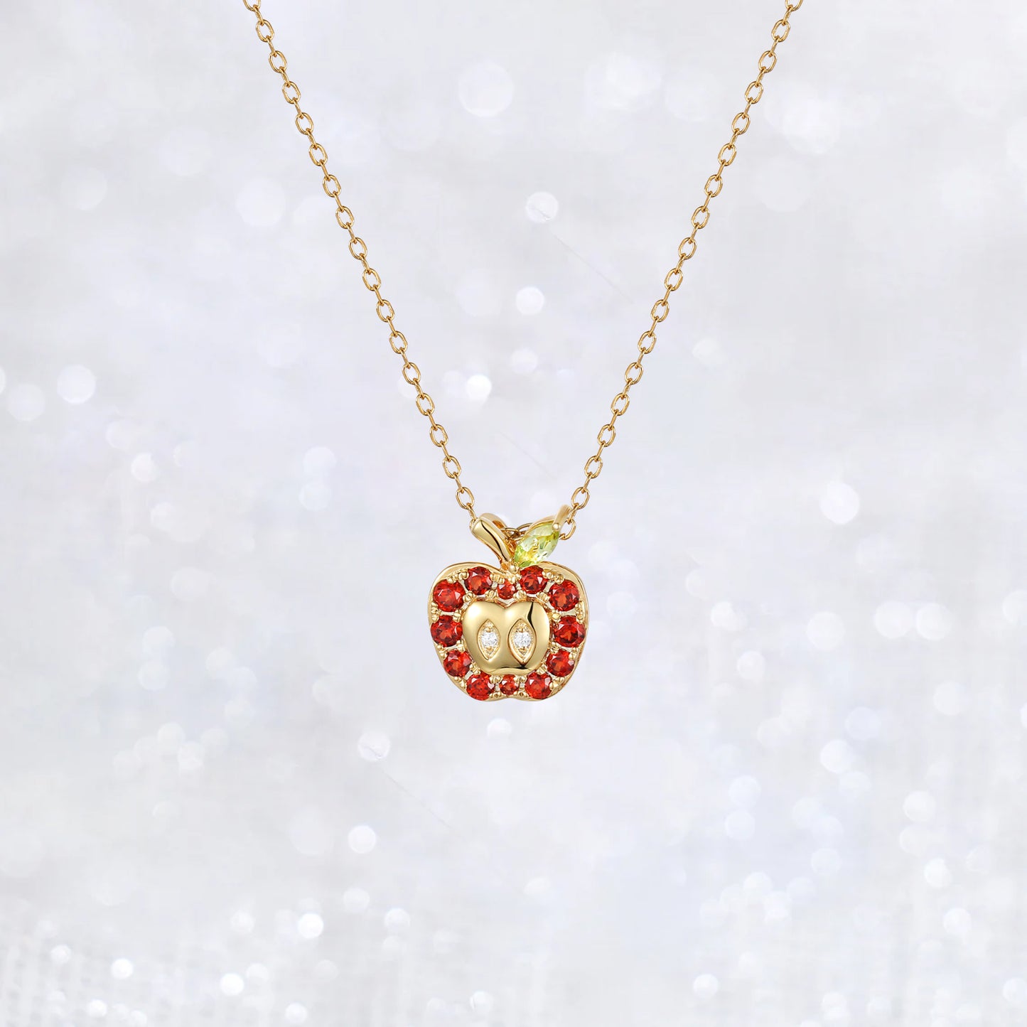 Garnet Peridot Red Apple Necklace
