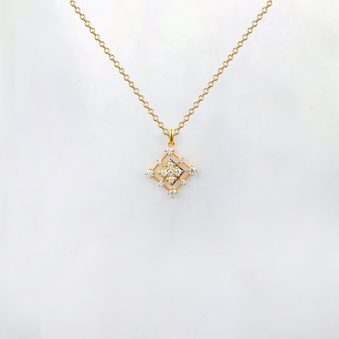 14K Gold Gothic Vintage Rhombus Necklace