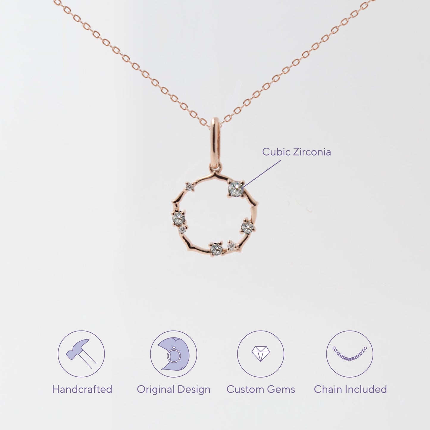 Rose Gold Open Circle Dainty Ruby Pendant