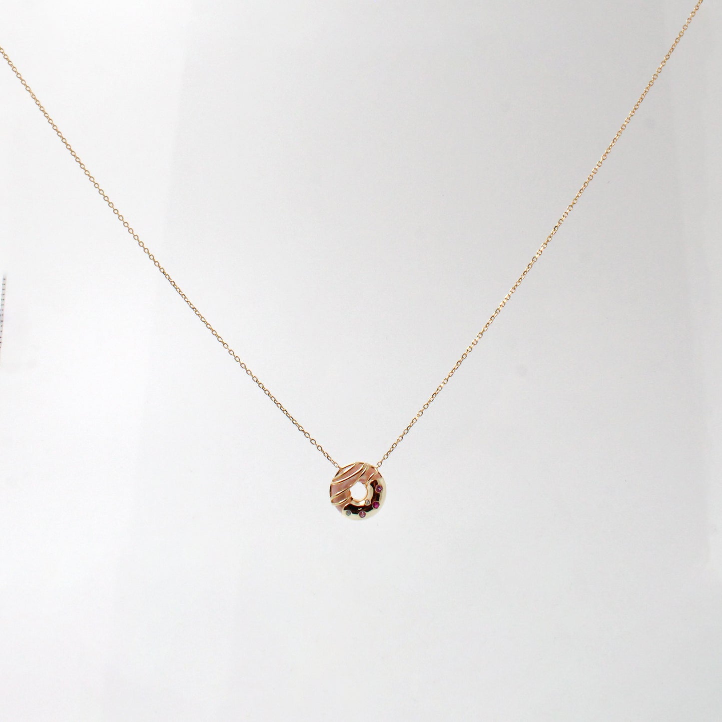 Pink Sapphire Shell Donut Necklace