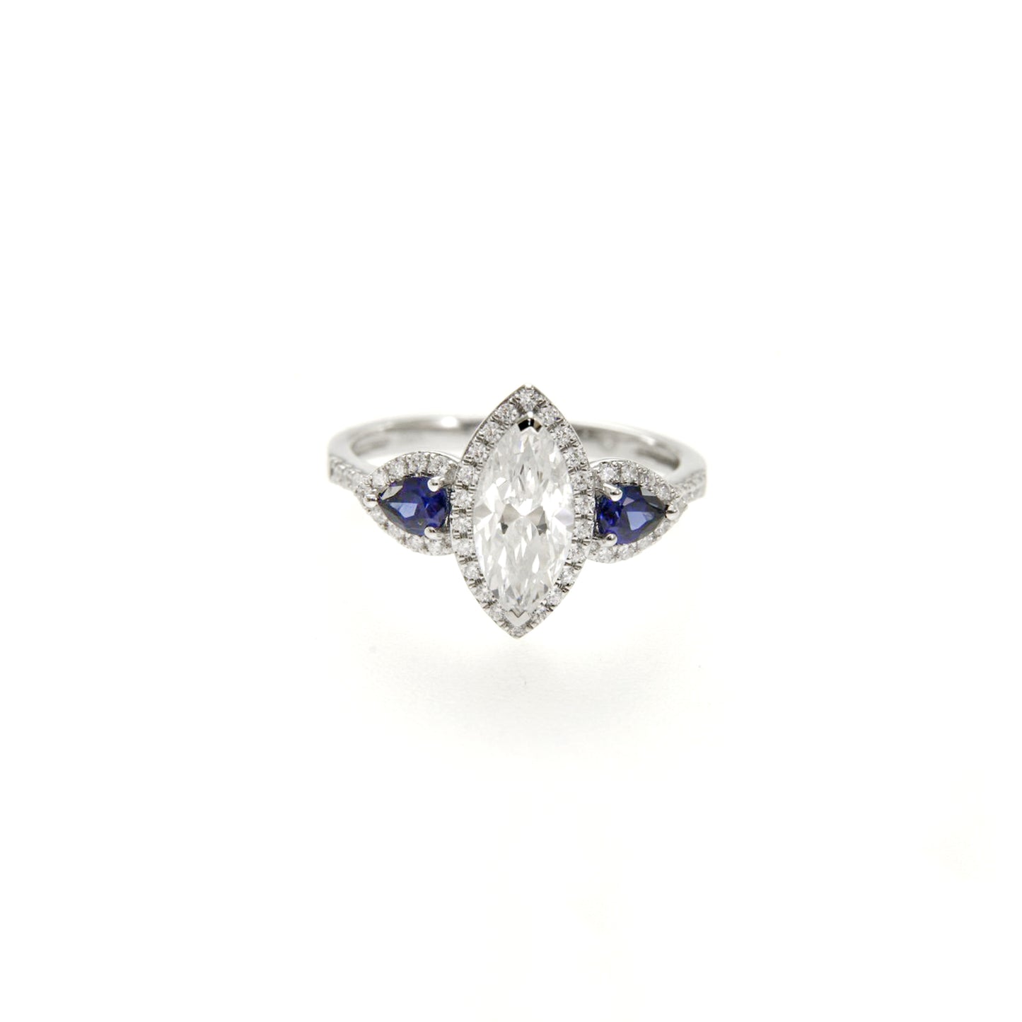 Marquise Zirconia Sapphire Halo Engagement Ring