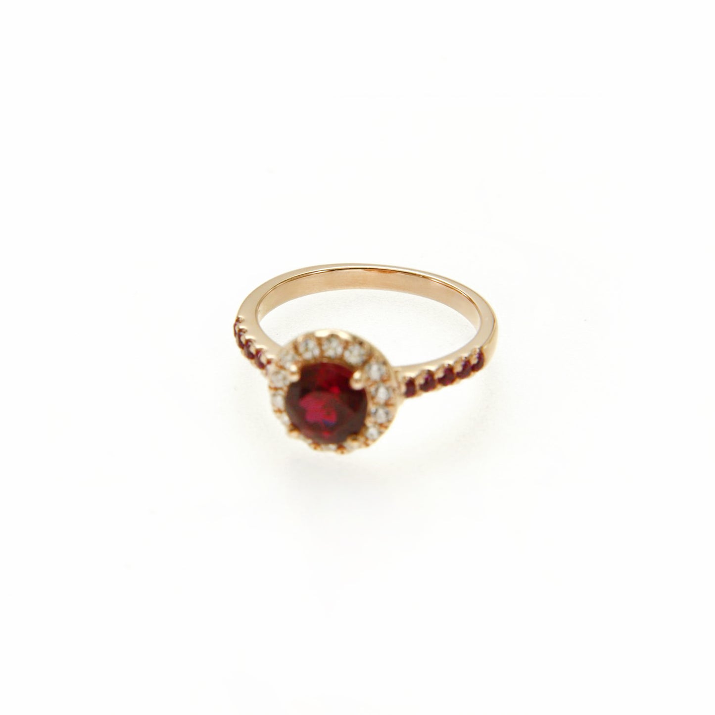 Round Lab Grown Ruby Halo Engagement Ring